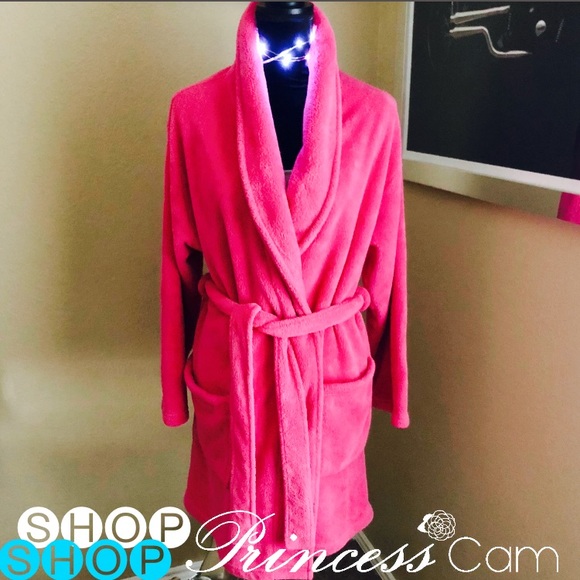 💖CYPRESS Women Cozy Fleece Wrap Hot Pink Robe SzM - Picture 3 of 8